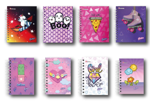 CUADERNO UNIVERSITARIO D/O PEQ. P DURA 150H 5MATERIA GLITTER 20.2 X 16.2 CMS